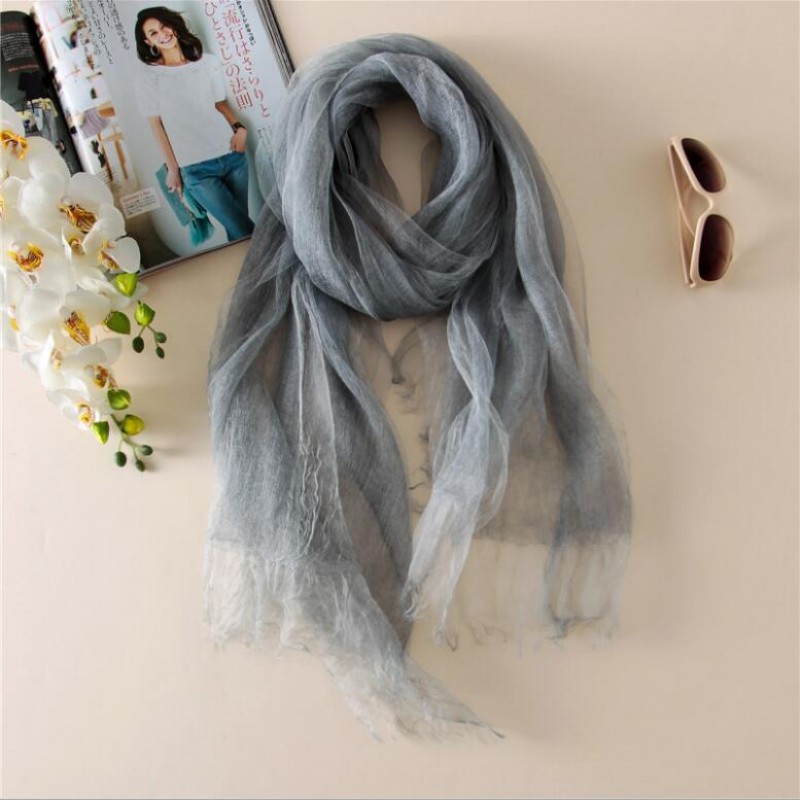 Soft Silk Scarves Gray Pink Woman Fashion Scarf 